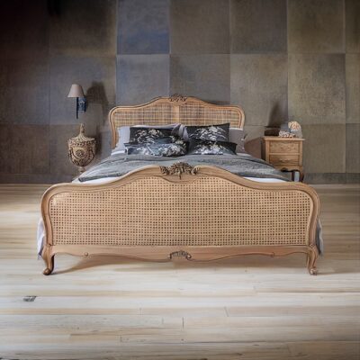 Wooden Bed Frame WITH RATAN) (1)